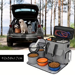 5Piece Pet Travel Set with AirlineApproved Bag Grey